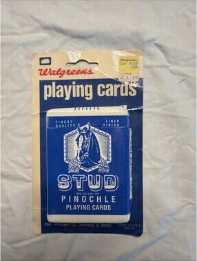 Vintage Walgreens Stud Playing Cards Original Tag Sealed Linen Finish 332